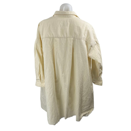 Urban Outfitters BDG Cream Ribbed Collar Long Sleeve Midi A-Line Shirt Dress XS