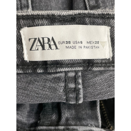 Zara Women's Black Washed High Waisted Slim Straight Leg Denim Jeans Size 6