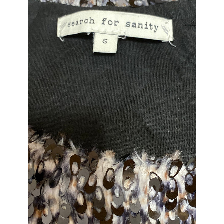 Search for Sanity Womens Faux Fur Sequin Shell Short Sleeve Sweater Blouse Top S