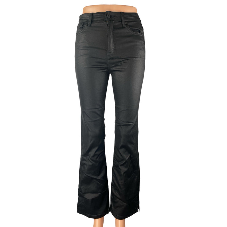 Hidden Women's Black Coated High Rise Skinny Flared Bootcut Trouser Pants Sz 25