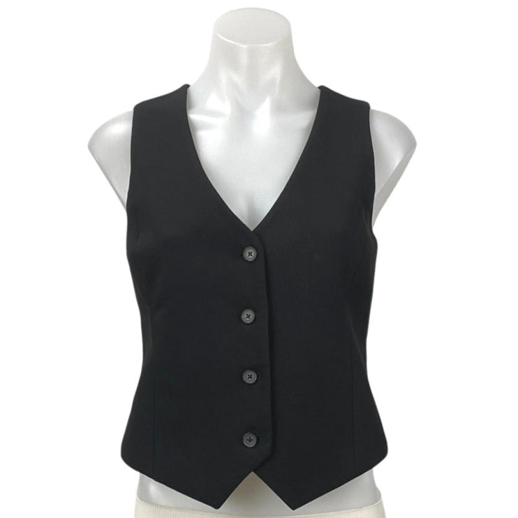 Aritzia Babaton Deniro Womens Black Sleeveless Button Tank Sweater Vest Top 2
