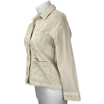Everlane Women's Cream Corduroy Long Sleeve Button Pockets Shirt Jacket Size L