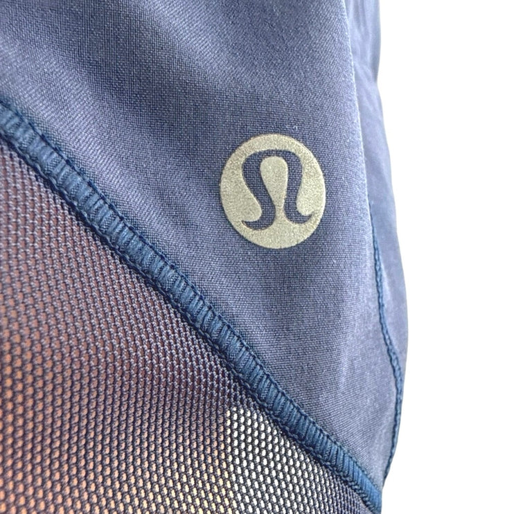 Lululemon Navy Blue Reflective Mesh Yoga Running Workout Gym Athletic Shorts 6