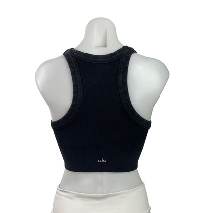 Alo Yoga Women's Black Ribbed Knit Racerback Workout Athletic Crop Top Size S
