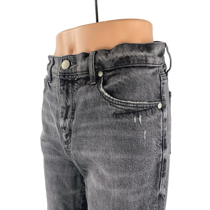 Ann Taylor LOFT Black Washed High Rise Distressed Straight Leg Denim Jeans Sz 27