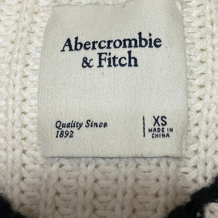 Abercrombie & Fitch Cream Striped Knit V Neck Long Sleeve Sweater Top Size XS