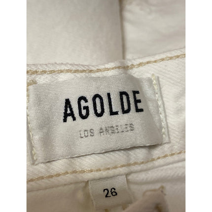 Agolde Parker Women's White High Waisted Cotton Cut Off Denim Jean Short Size 26