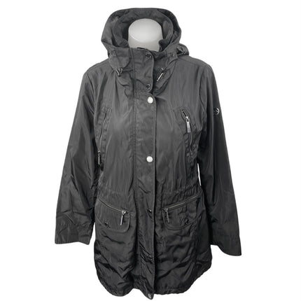 Michael Kors Women's Black Full Zip Drawstring Hoodie Hooded Rain Coat Jacket S