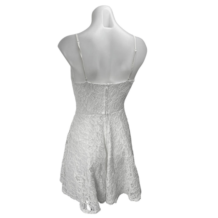 ROWA White Sleeveless Lace Embroidered V Neck Fit & Flare Mini Dress Size S