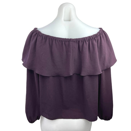 Aritzia Wilfred Purple Ruffle Off The Shoulder Long Sleeve Blouse Top Size S