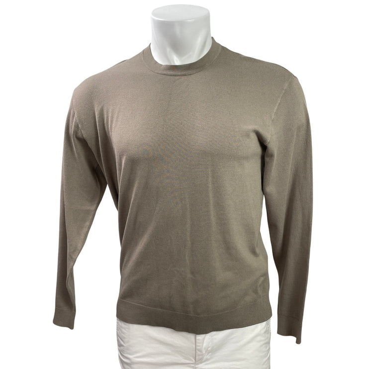 Zara Men's Tan Knit Long Sleeve Crew Neck Pullover Sweatshirt Sweater Top Size M1`