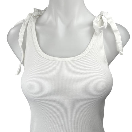 Nation LTD White Ribbed Sleeveless Racerback Tie-Strap Cami Camisole Tank Top S
