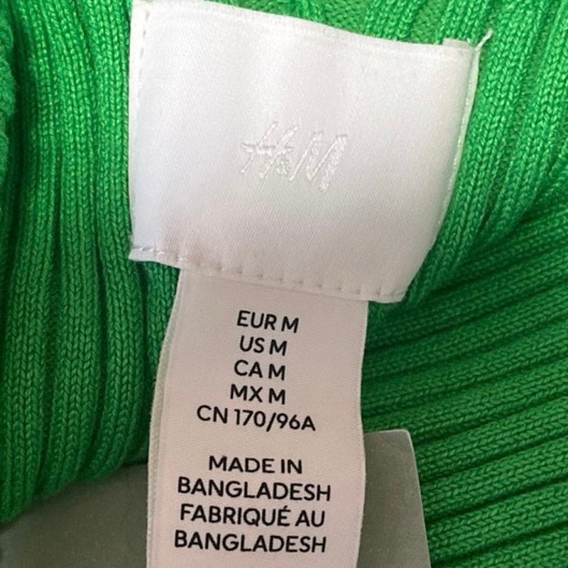 NEW H&M Green Rib Knit Sleeveless V-Neck Cami Camisole Midi Bodycon Ta   Brie