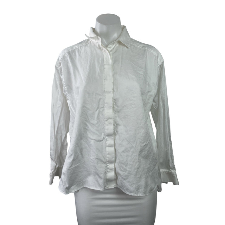 Blenheim Women's White Long Sleeve Collared Career Button Down Shirt Top Size M