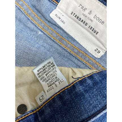 Rag & Bone Women's Blue Mid Rise Slim Fit Skinny Leg Denim Jeans Pants Size 29