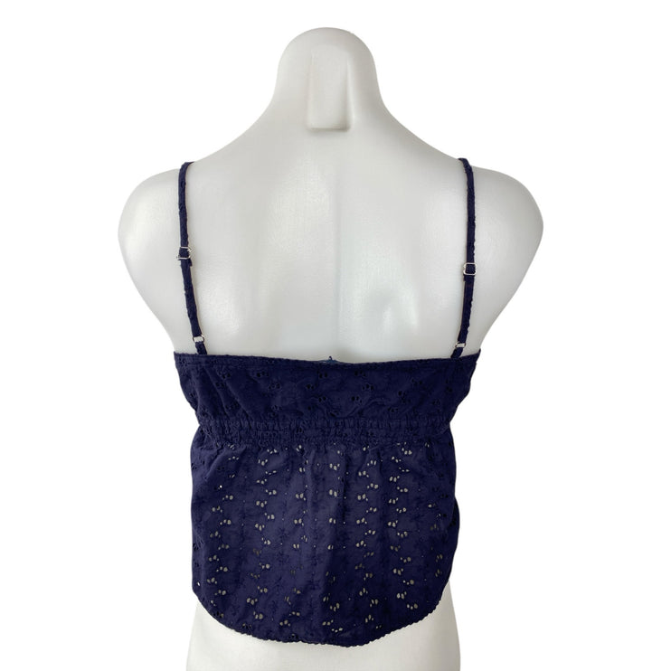Brandy Melville Edith Blue Floral Eyelet V Neck Sleeveless Camisole Tank Top S