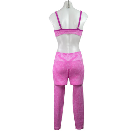 Gymshark Vital Seamless Women's Pink Sports Bra Short & Legging Pants Sets Sz S