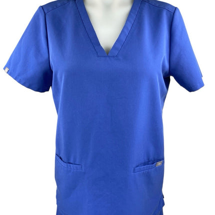 Figs Women's Blue Short Sleeve Pocket Nurse Medical Scrub Pants 2 Pc Set Size S