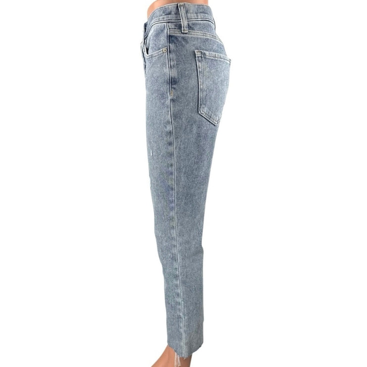 Banana Republic Women's Blue Light Wash Distressed Slim Straight Denim Jeans 26
