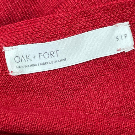 Oak + Fort Women's Red Wool Knit Asymmetric Long Sleeve Tunic Sweater Top Size S