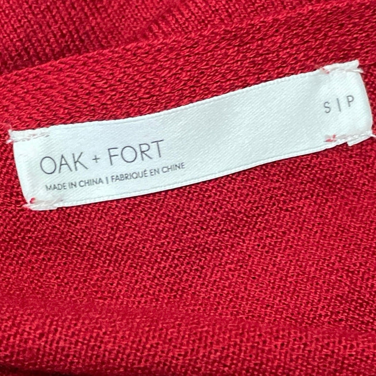 Oak + Fort Women's Red Wool Knit Asymmetric Long Sleeve Tunic Sweater Top Size S