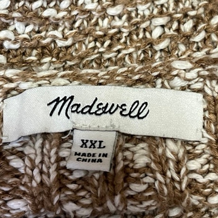 Madewell Women's Brown Knit Long Sleeve Boat Neck Crop Sweater Top Size XXL
