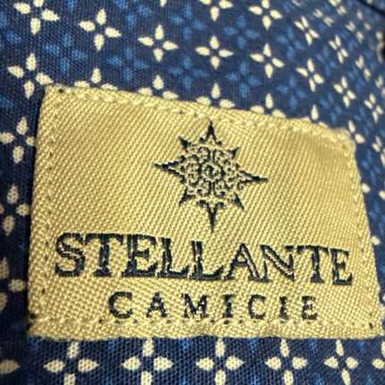 Stellante Men's Blue Printed Long Sleeve Collar Button Down Slim Shirt Top Sz 16