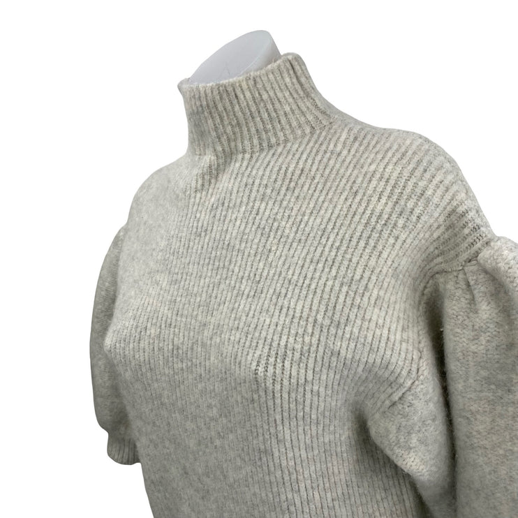 ASOS Women's Gray Long Balloon Sleeve Turtleneck Rib Knit Midi Sweater Dress 0