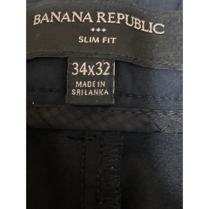 Banana Republic Men's Black High Waaist Slim Trousers Chino Khaki Pants 34x32