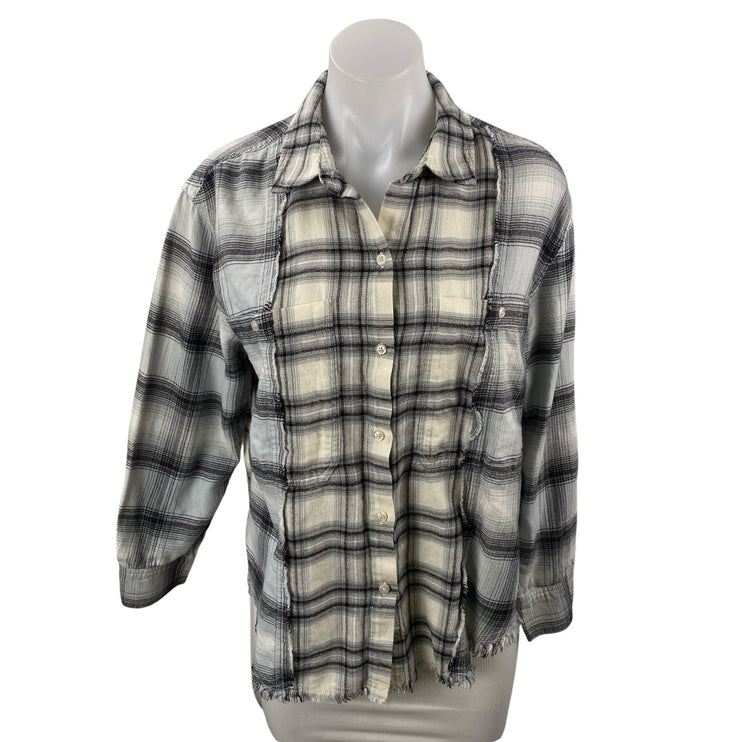 Rails Ronin Mixed Plaid Flannel Collared Long Sleeve Button Down Shirt Top Sz M