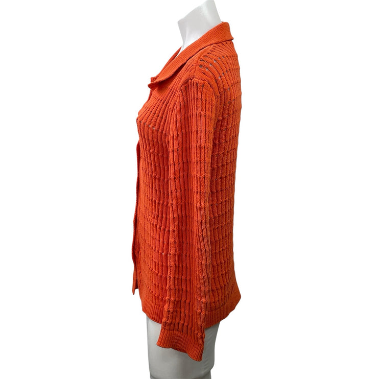 Zara Women's Orange Long Sleeve Open Knit Button Front Cardigan Sweater Size S