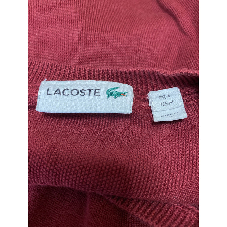 Lacoste Men's Maroon Red V-neck Long Sleeve Cotton Sweatshirt Sweater Top Size M