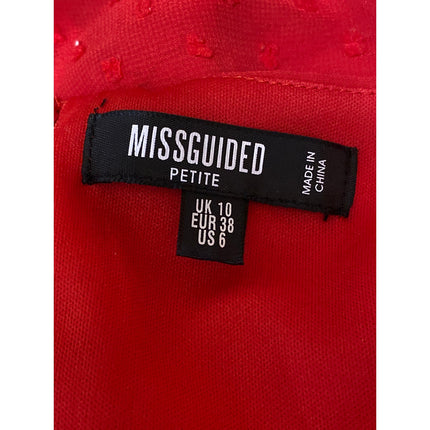 Missguided Petite Red Short Puff Sleeve Sweetheart A Line Mini Dress Size 6