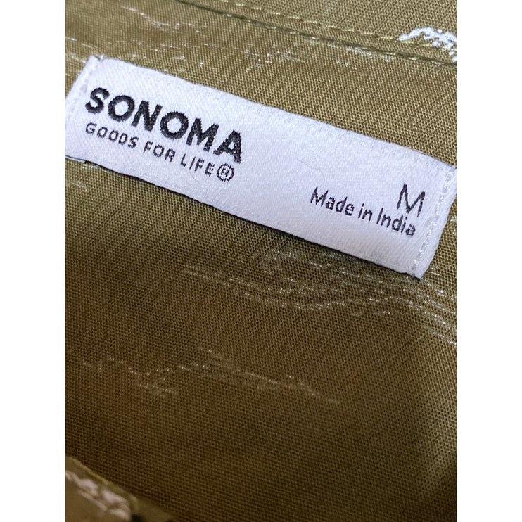 Sonoma Men's Olive Green Short Sleeve Bird Sea Button Down Shirt Top Size M