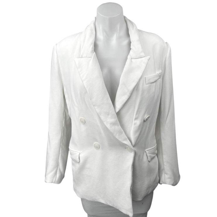 Argent Women's White Double Breasted Peak Lapel Blazer Coat Suit Jacket Size 12