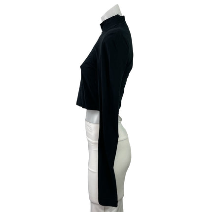 Aritzia TNA Women's Black Mock Neck Long Sleeve Activewear Crop Tee Shirt Top S