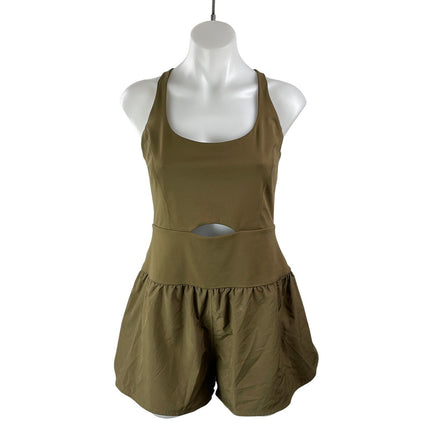 FP Movement Righteous Runsie Olive Green Cutout Athletic Jumpsuit Romper Size M