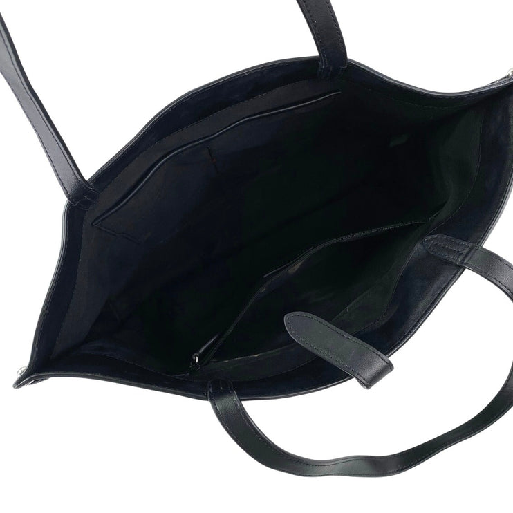 Rebecca Minkoff Megan Black Flannel Plaid Leather Shoulder Travel Tote Bag OS