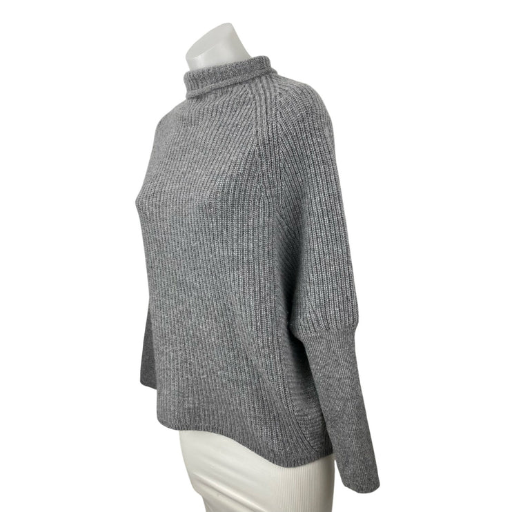 Club Monaco 100% Cashmere Emma Women's Gray Ribbed Long Sleeve Sweater Top Sz XS