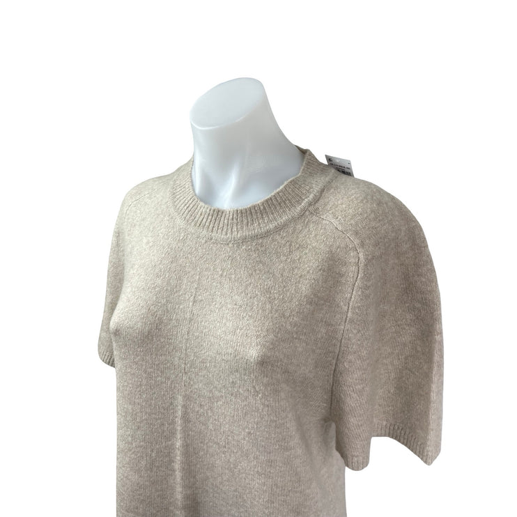 NEW Abercrombie & Fitch Beige Wool Knit Short Sleeve Mini Sweater Dress Size M