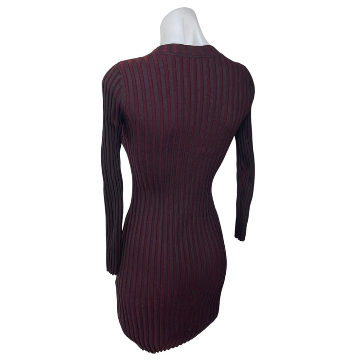 Club Monaco Purple Rib Knit Long Sleeve High Neck Mini Bodycon Sweater Dress S