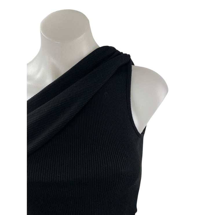 The Range Women's Black One Shoulder Ribbed Knit Sleeveless Blouse Top Size XS