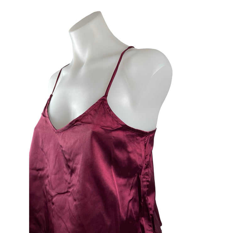 NEW Lulus Red Silk Satin Cami Tank Shorts Sleepwear Pajamas 2 Piece Set Size XS