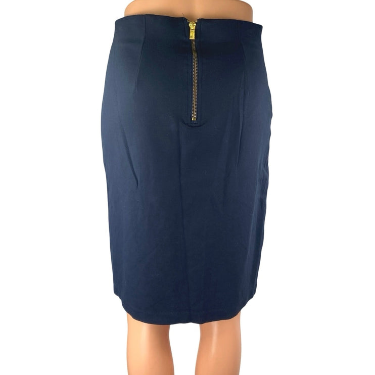 Philosophy Women's Black High Waisted Gold Back Zip Pencil Mini Skirt Size 2