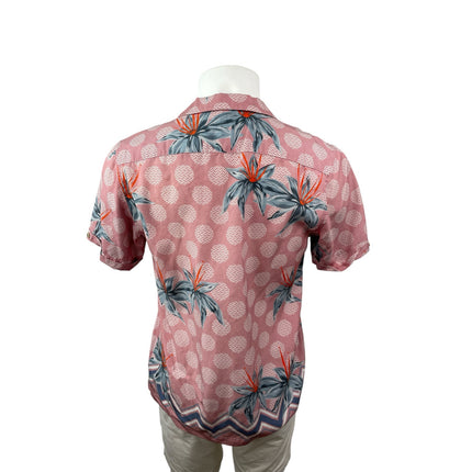 Ted Baker Men's Red Floral Polka Dots Short Sleeve Button Down Shirt Top Size M