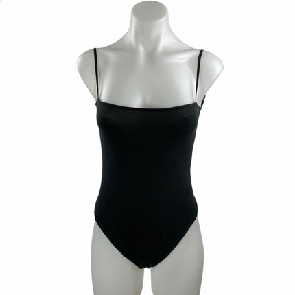 Areyouami Women's Black Sleeveless Cami Adjustable Square Neck Bodysuit Top Sz M
