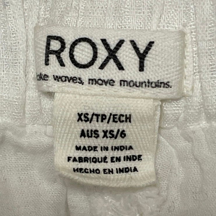 Roxy Womens White Elastic Waist Tiered Lace Trim Maxi Boho A-Line Skirt Sz XS/6