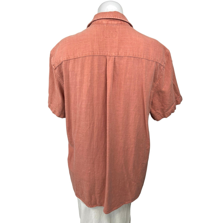 Marine Layer Pink Button Down Short Sleeve Collar Oversized Shirt Blouse Top L