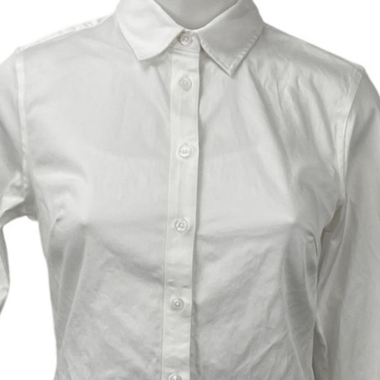 Banana Republic Riley White Collared Long Sleeve Button Up Tailored Shirt Top 0