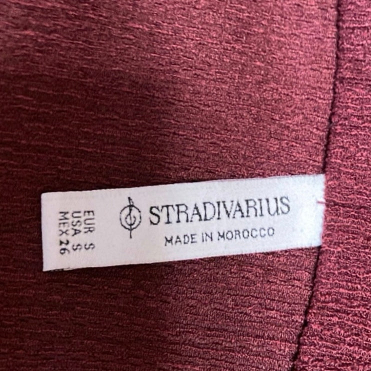 Stradivarius Women's Red Bow Tie High Waist Midi Straight Pencil Wrap Skirt Sz S